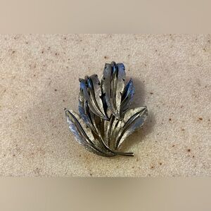 Elegant Silver Leaf Brooch